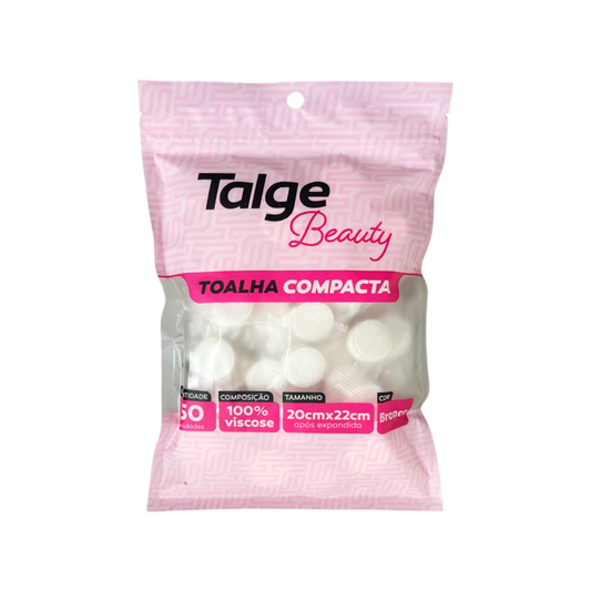 Toalha Compacta Descartável Talge Beauty 50 Unidades