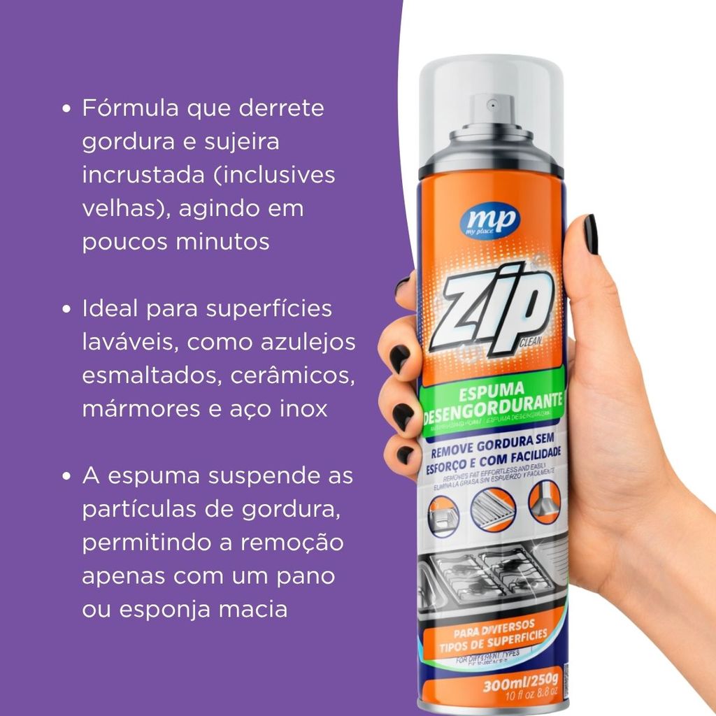 Espuma Desengordurante Spray Zip Clean 300ml