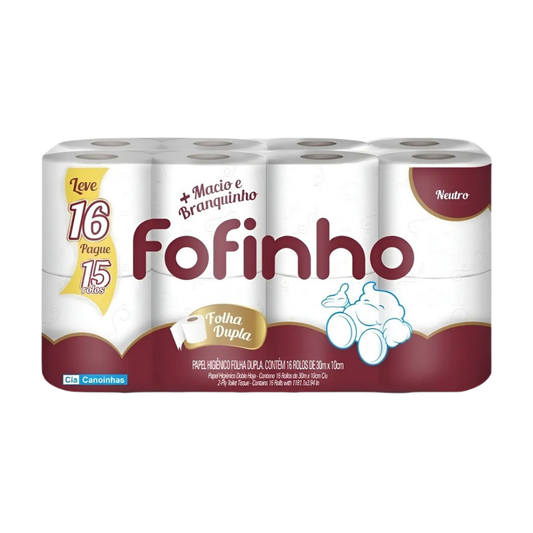 Papel Higiênico Fofinho Folha Dupla Neutro 30m C/16 Rolos