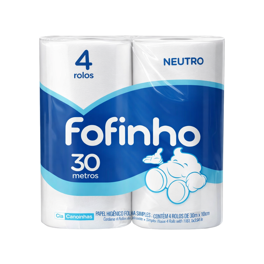Papel Higiênico Fofinho Folha Simples 30m 4 Rolos
