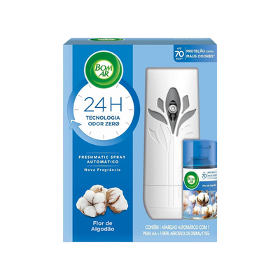 Aromatizador Bom Ar Freshmatic Aparelho + Refil Flor de Algodão 250ml