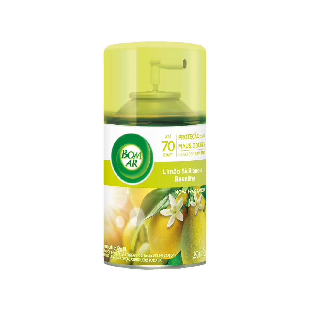 Refil Odorizador De Ambiente Bom Ar Freshmatic Limão Siciliano E Baunilha 250ml