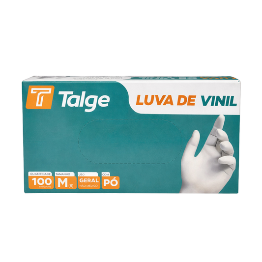 Luva De Vinil Com Pó Talge 100 Unidades - M