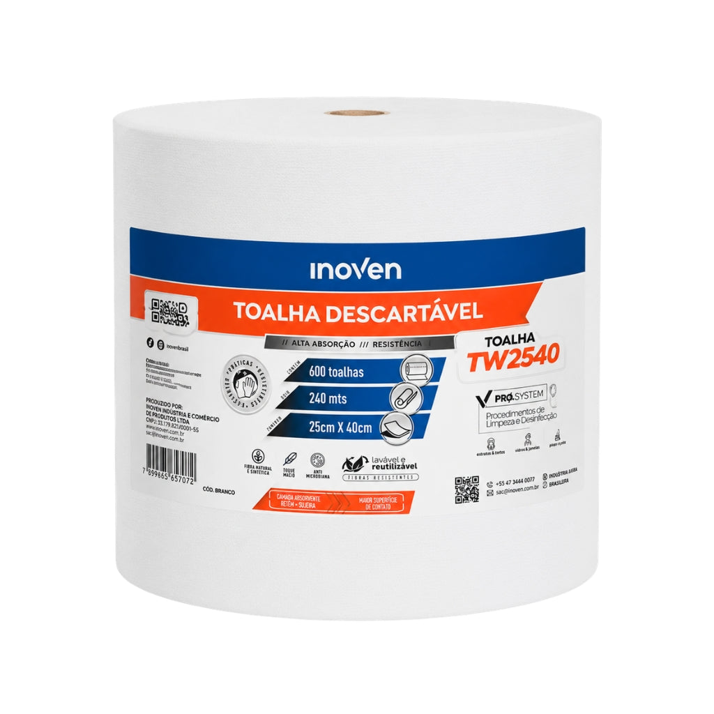 Toalha Descartável Pano Wiper 25x40 240mts 600Toalhas Inoven