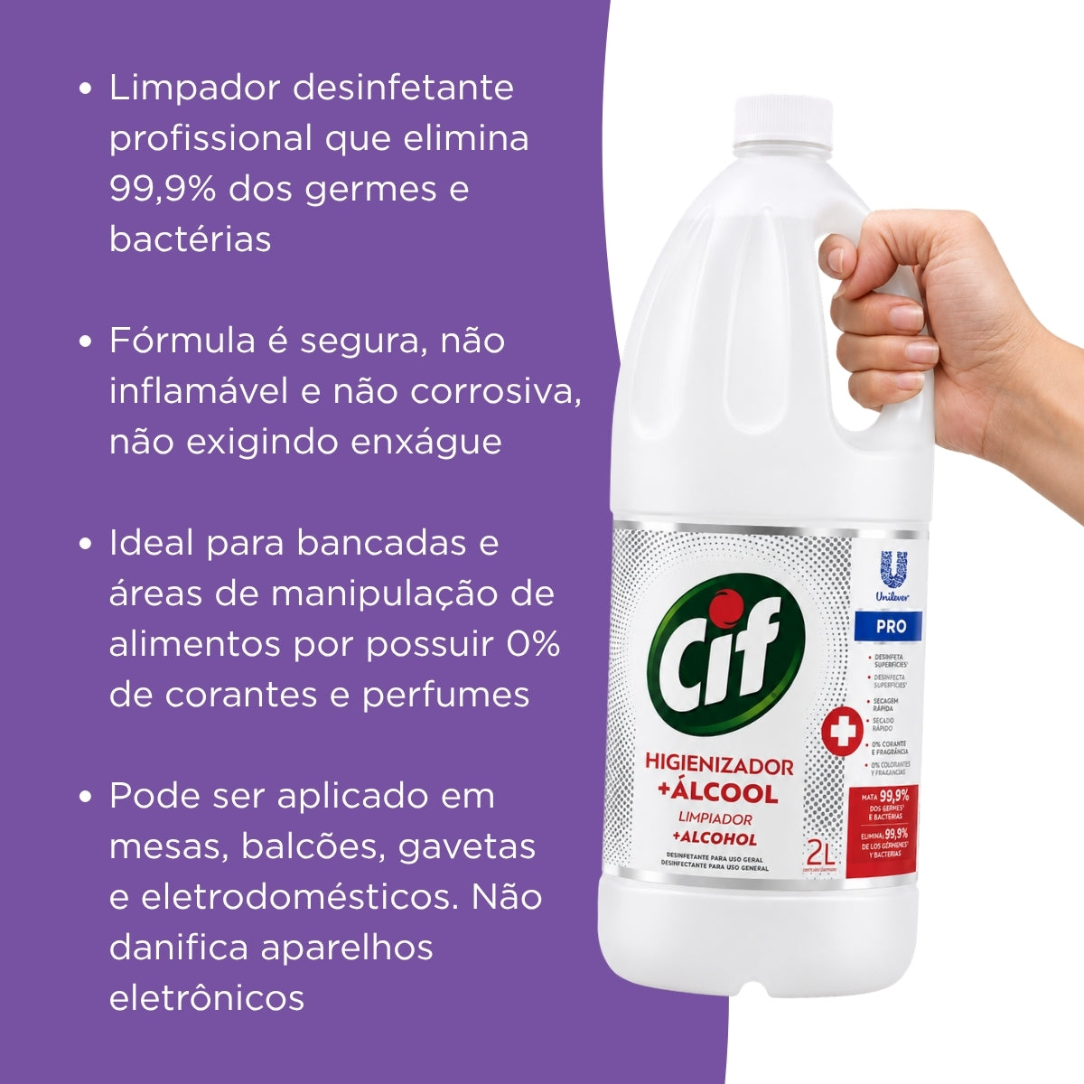 Limpador Higienizador + Álcool Sem Cheiro CIF Pro 2 Litros