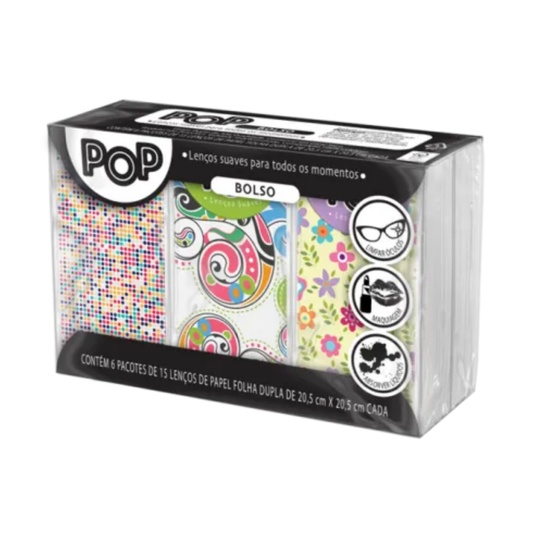 Lenço De Papel Pop Bolso Com 6 Pacotes