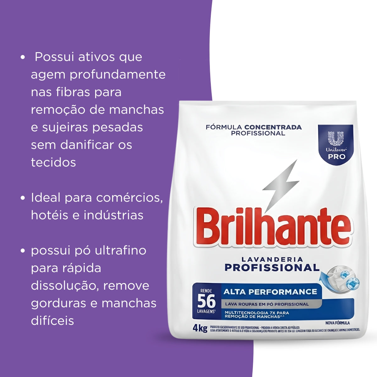 Sabão Em Pó Brilhante Lava Roupa Lavanderia Profissional 4kg