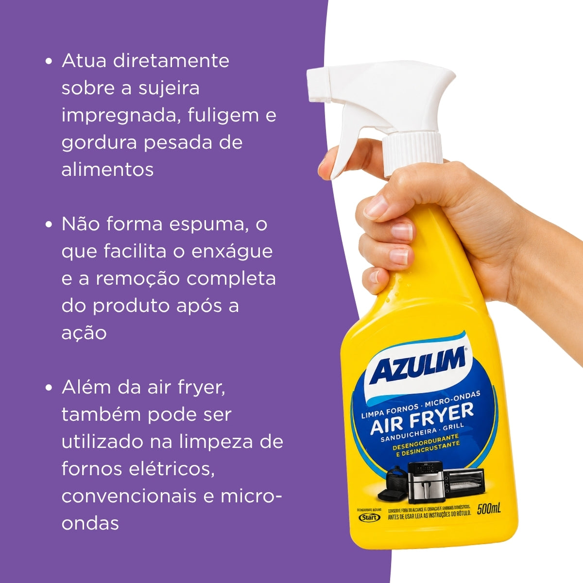 Limpa Air Fryer Forno Grill Desengordurante 500ml Azulim