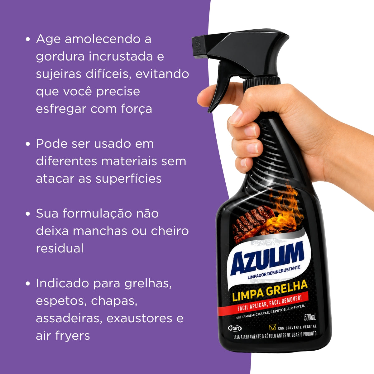 Desincrustante Limpa Grelhas Chapas Air Fryer Azulim 500 Ml