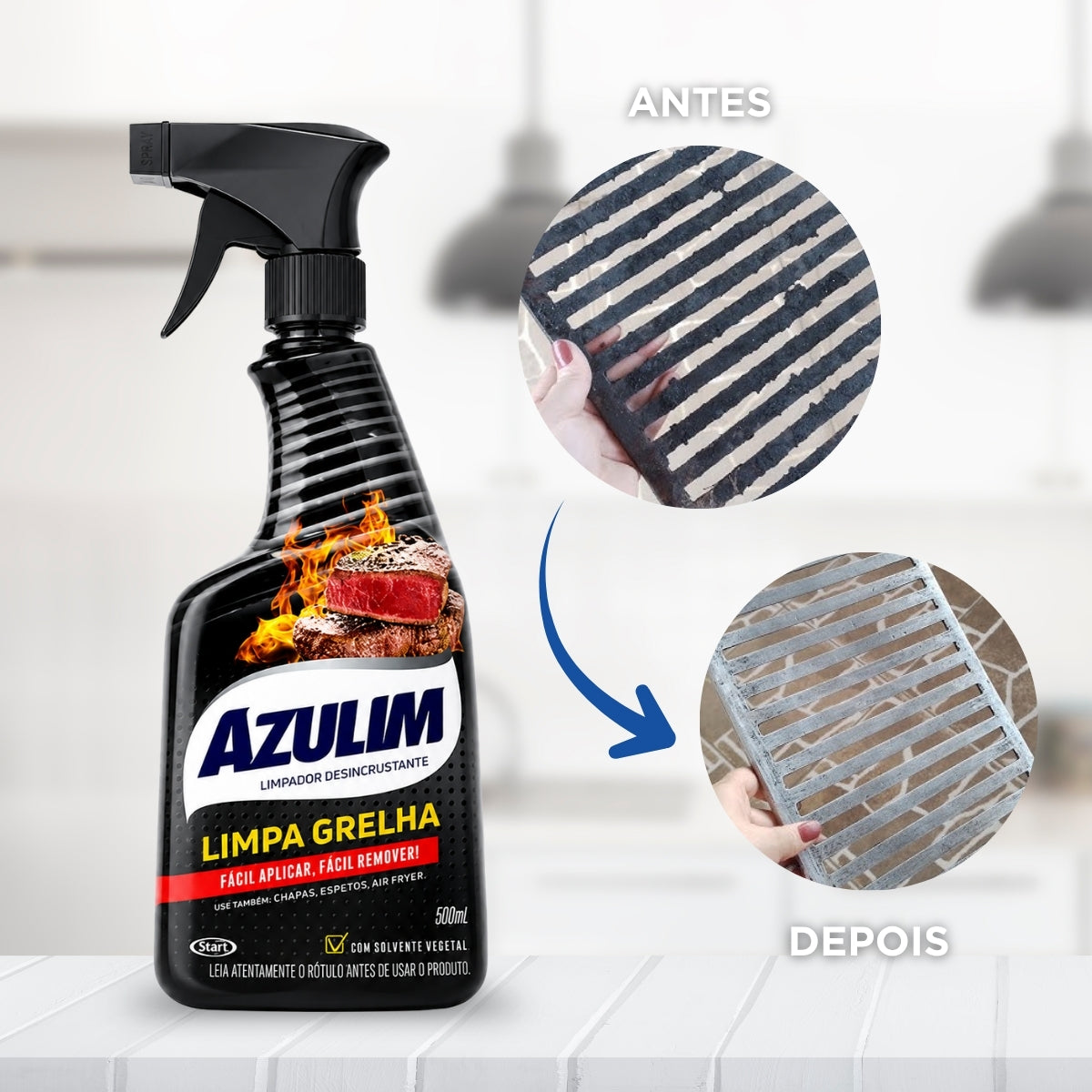 Desincrustante Limpa Grelhas Chapas Air Fryer Azulim 500 Ml