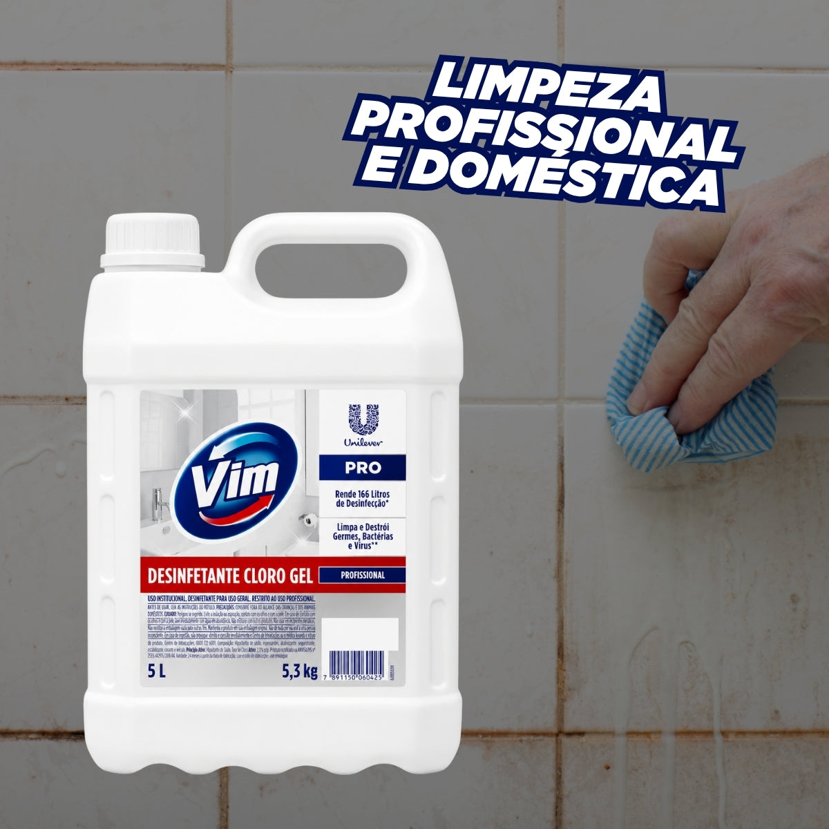 Desinfetante Cloro Gel Profissional Uso Geral Vim 5 Litros