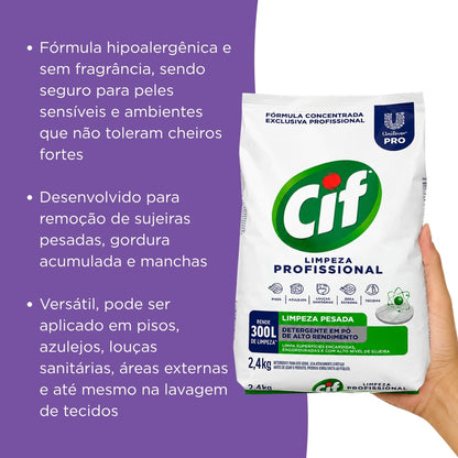 Detergente em Pó Limpeza Profissional Pesada Cif 2,4kg