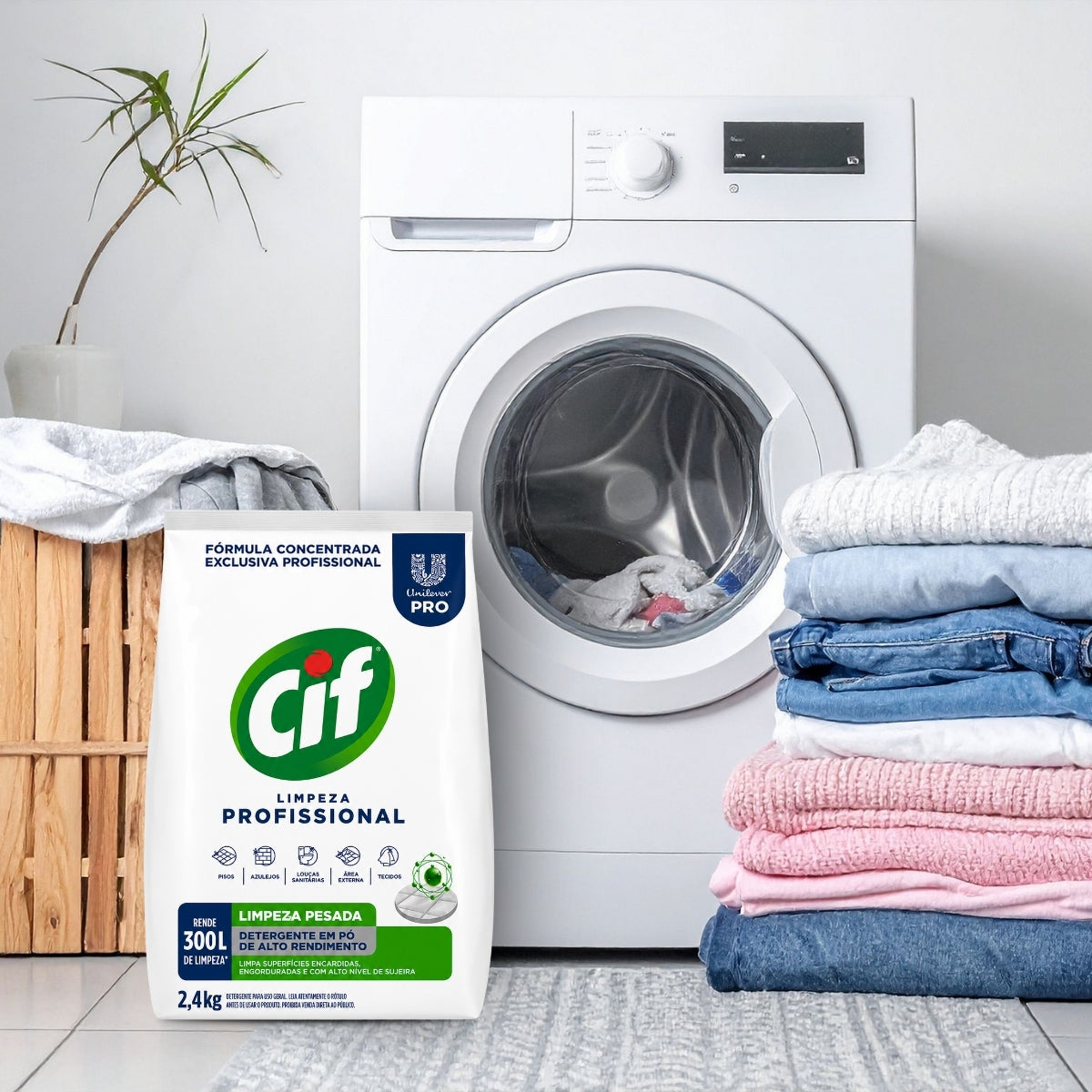 Detergente em Pó Limpeza Profissional Pesada Cif 2,4kg