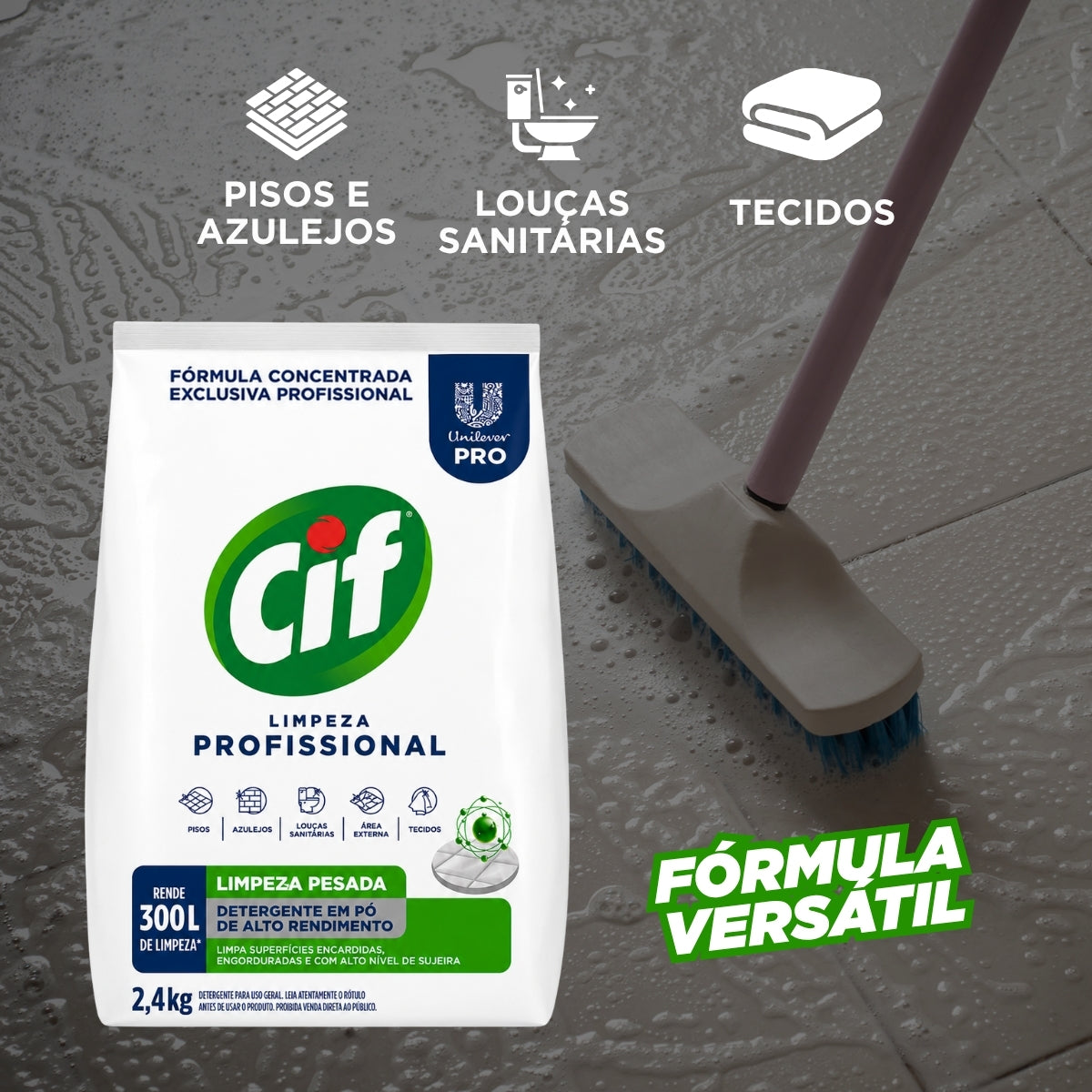 Detergente em Pó Limpeza Profissional Pesada Cif 2,4kg