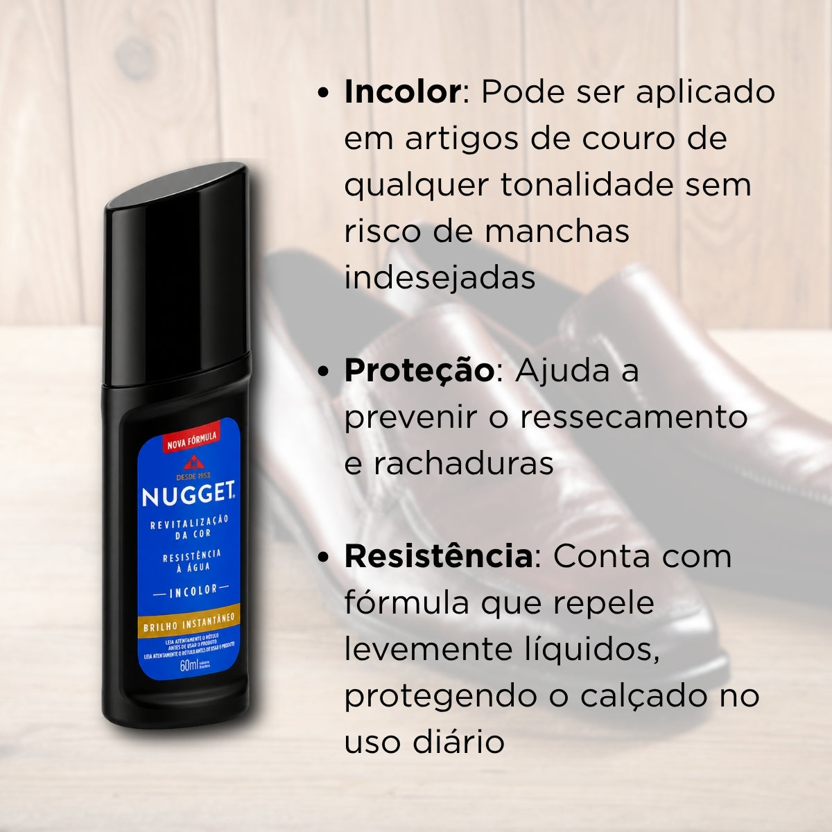Polidor de Sapato Líquido Incolor Nugget 60ml