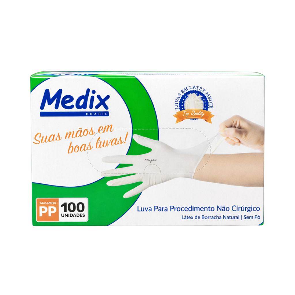 Luva De Látex Sem Pó Medix 100 Unidades  - PP