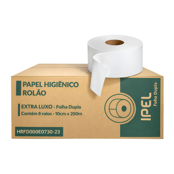 Papel Higiênico Rolão Folha Dupla 8x250m Ipel