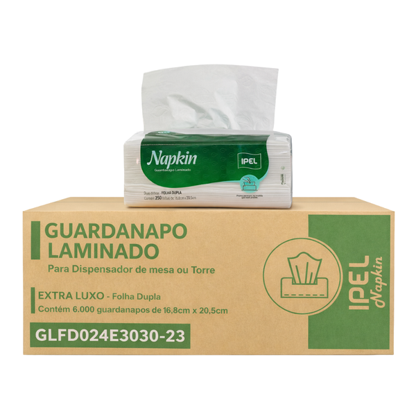 Guardanapo de Papel Interfolhado Napkin Folha Dupla 6000 Folhas Ipel