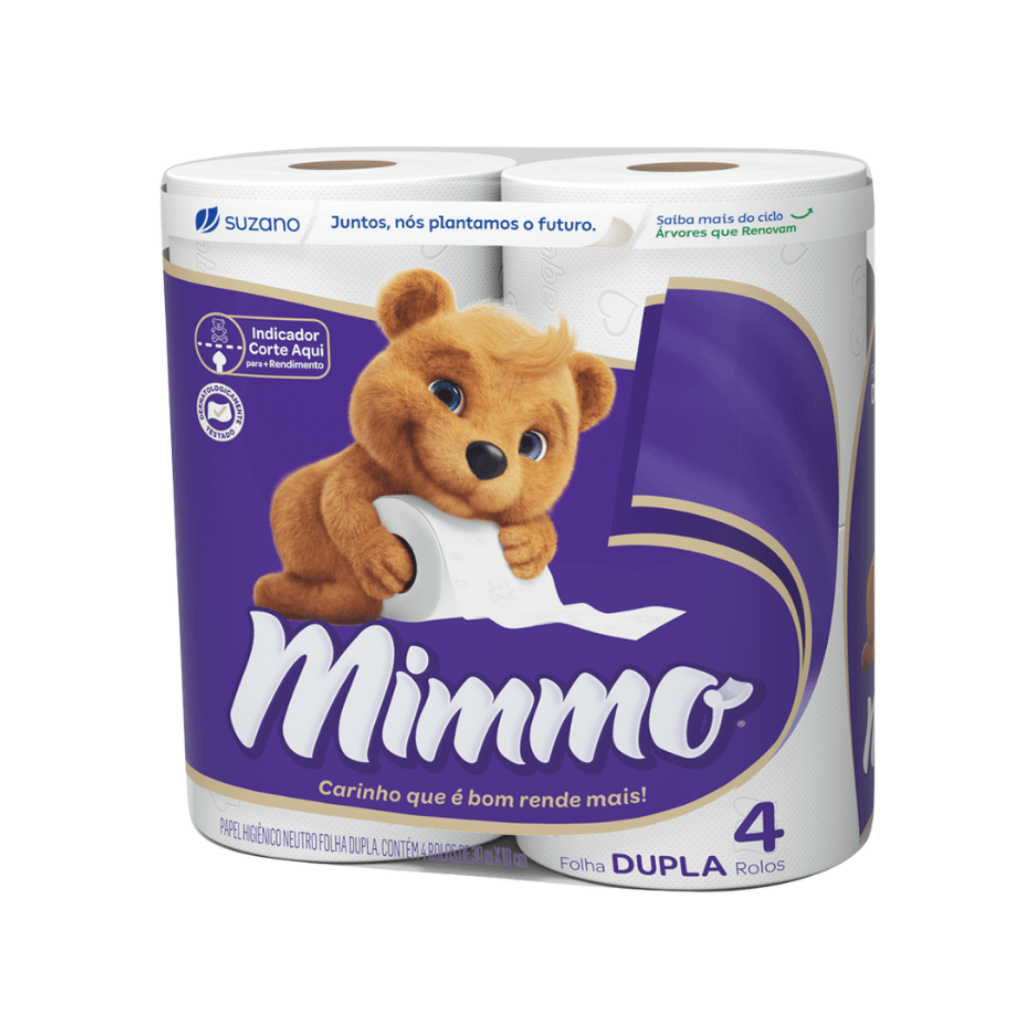 Papel Higiênico Folha Dupla 30m com 4 Rolos Mimmo