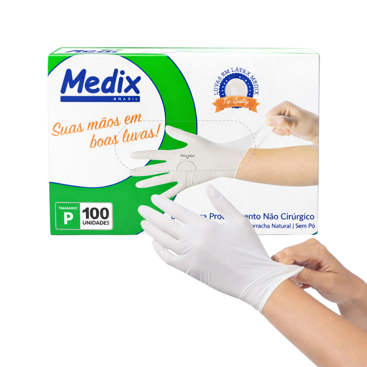 Luva Látex Sem Pó  Selo Do Inmetro Médix 100 Unidades - P