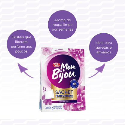 Sache Perfumador de Roupas Harmonia Mon Bijou Bombril 5 Unidades