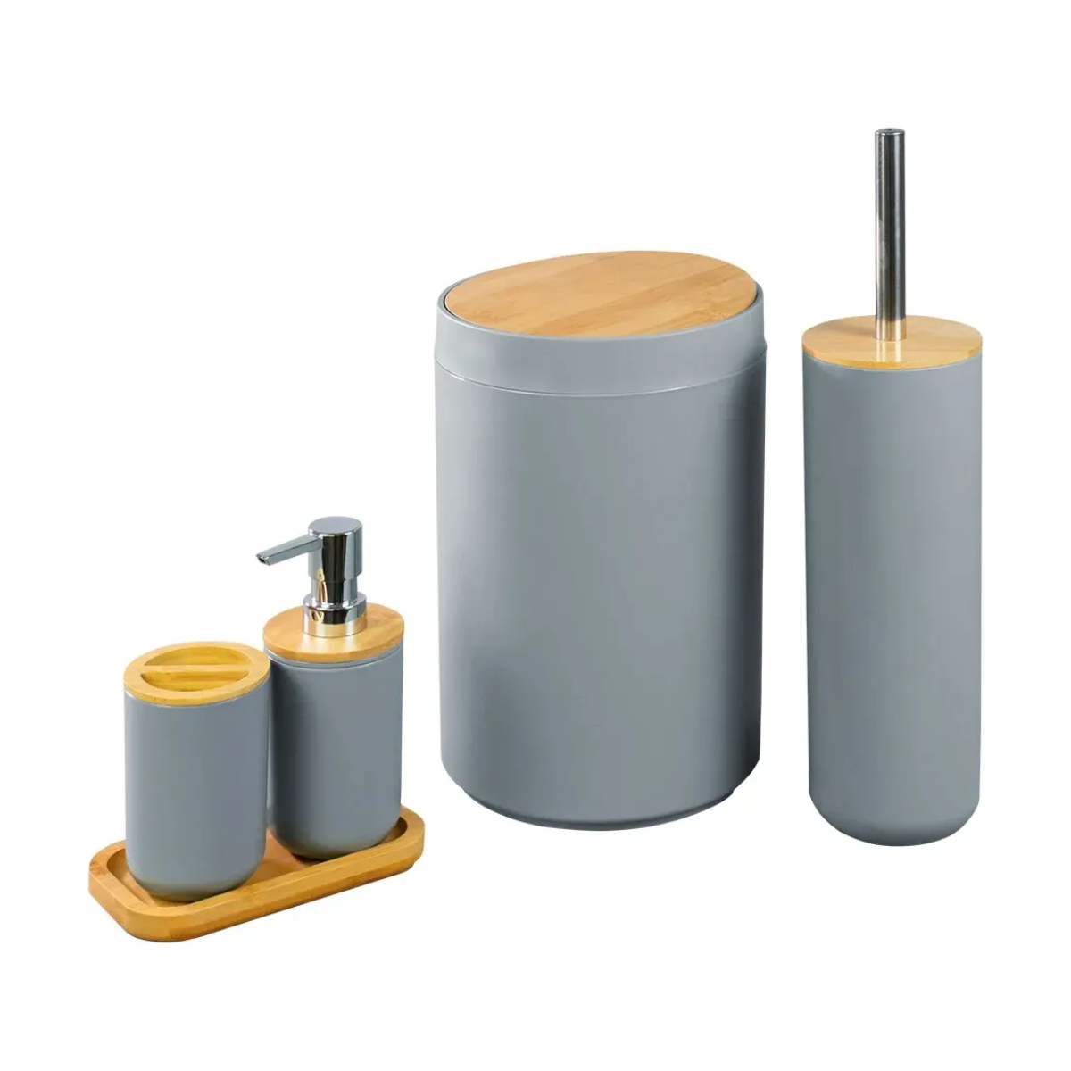 Conjunto para Banheiro Cinza Life Mood 5 Peças Nobre