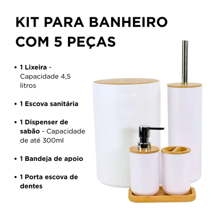 Conjunto para Banheiro Branco Life Mood 5 Peças Nobre