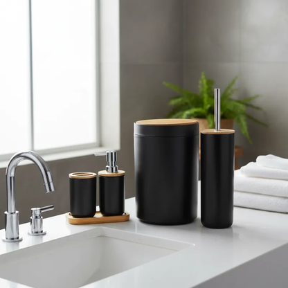 Conjunto para Banheiro Preto Life Mood 5 Peças Nobre