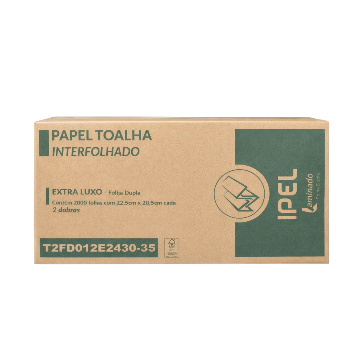 Papel Toalha Interfolhado Folha Dupla 22,5x20 2000 Fls Ipel