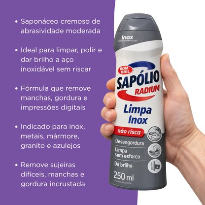 Saponáceo Cremoso Sapólio Radium Limpa Inox Bom Bril 250ml