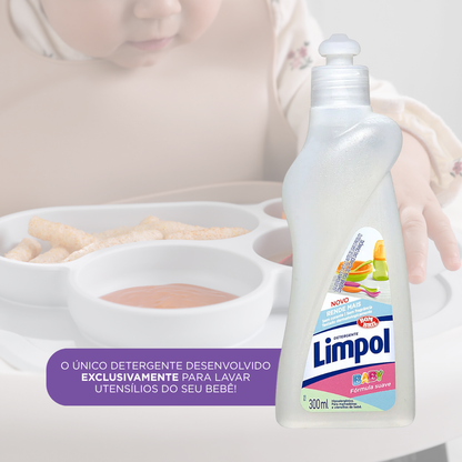 Detergente Líquido Limpol Baby Sem Fragrância Lava Louças 300ml