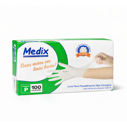 Luva Látex Sem Pó  Selo Do Inmetro Médix 100 Unidades - P