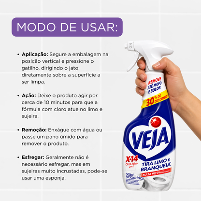 Desinfetante Cloro Ativo X-14 Tira Limo Branqueia Veja 500ml
