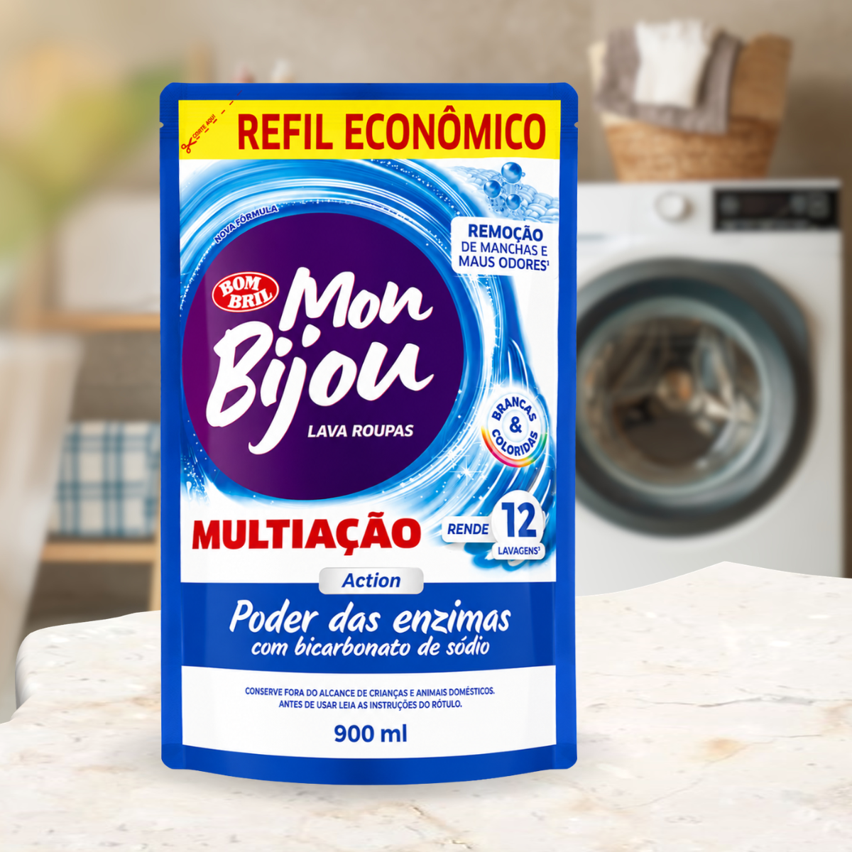 Sabão Lava Roupas Líquido Mon Bijou Multiação Action 900ml