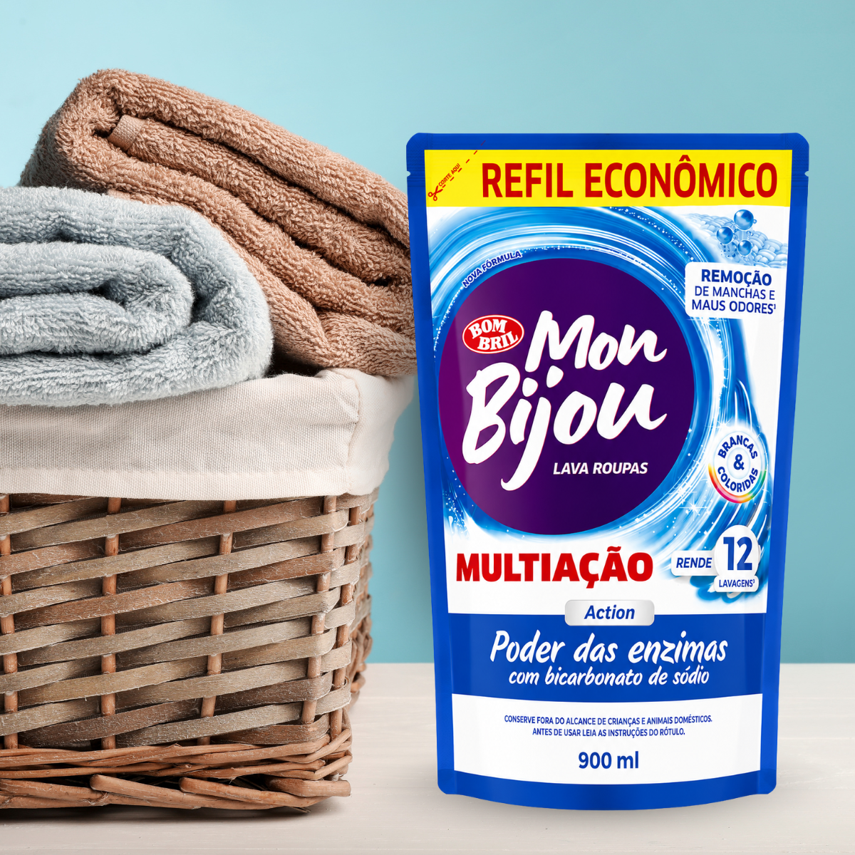 Sabão Lava Roupas Líquido Mon Bijou Multiação Action 900ml