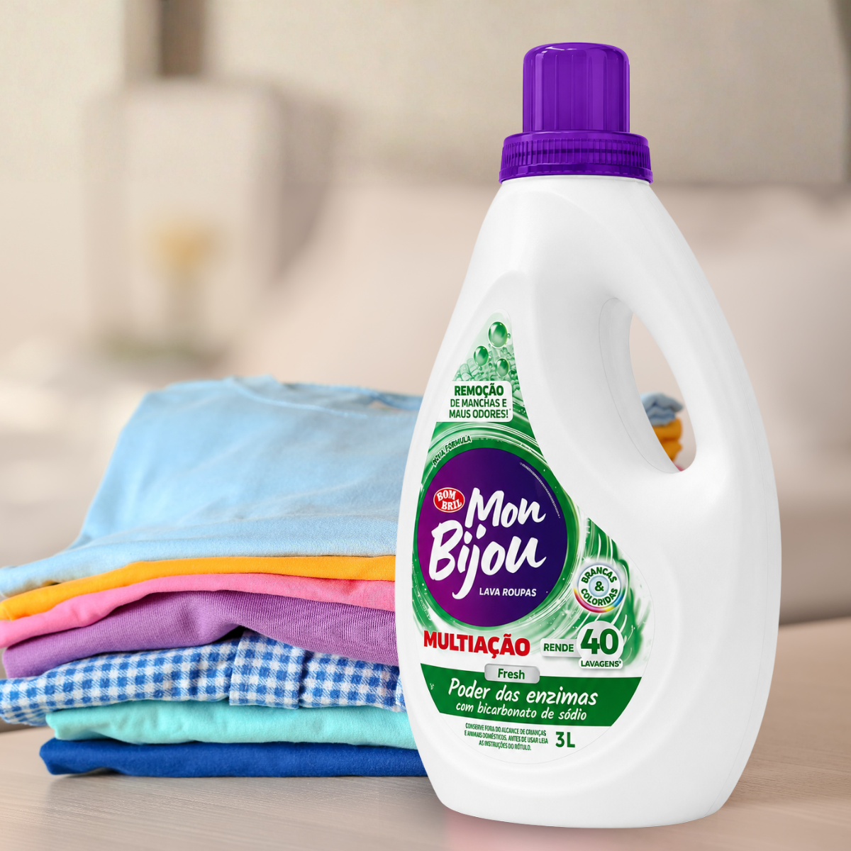Sabão Lava Roupas Líquido Mon Bijou Multiação Fresh 3L