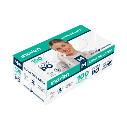 Luva Descartável de Látex Com Pó 100 Unidades Inoven Tam M