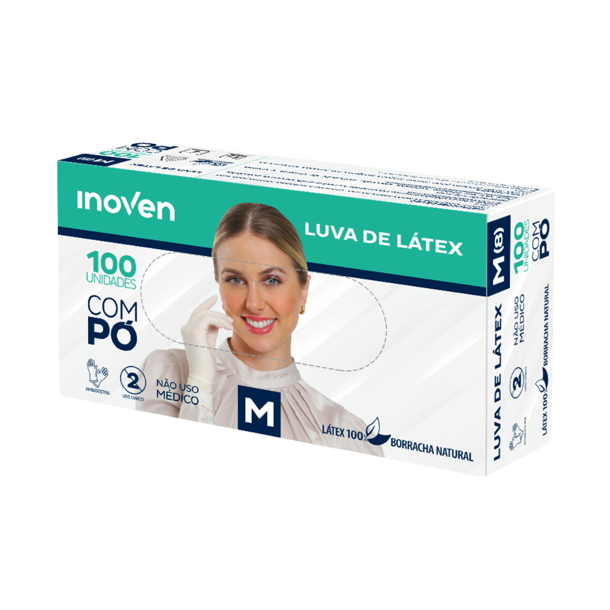 Luva Descartável de Látex Com Pó 100 Unidades Inoven Tam M