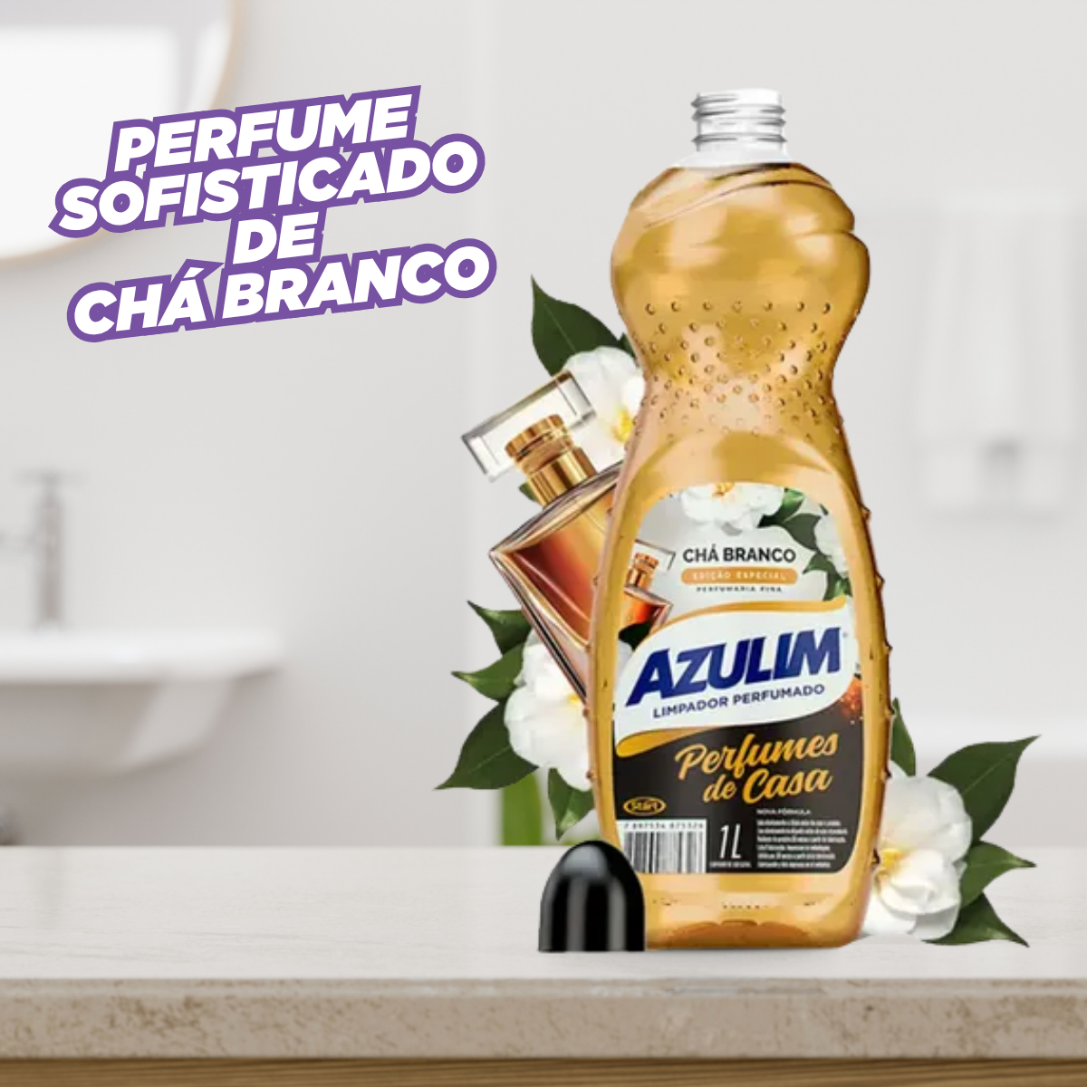 Desinfetante Limpador Perfumado Azulim Chá Branco 1 Litro