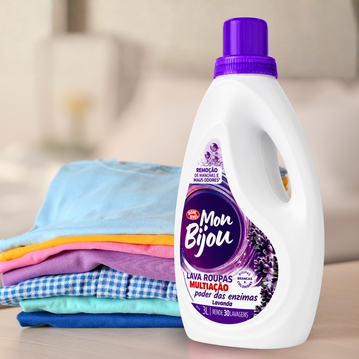 Sabão Lava Roupas Líquido Mon Bijou Multiação Lavanda 3L