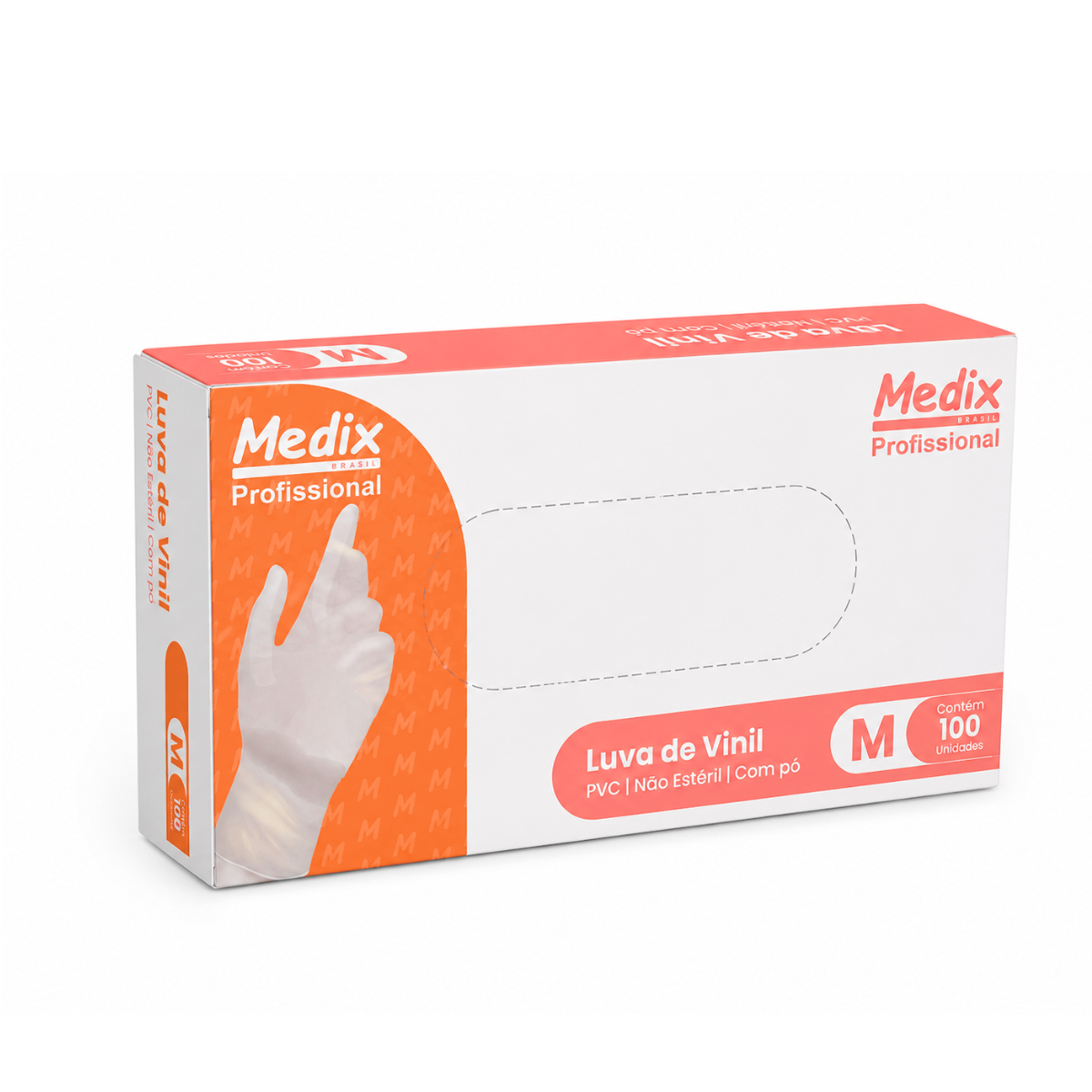 Luva de Vinil Descartável Com Pó Medix 100 unid Tam M