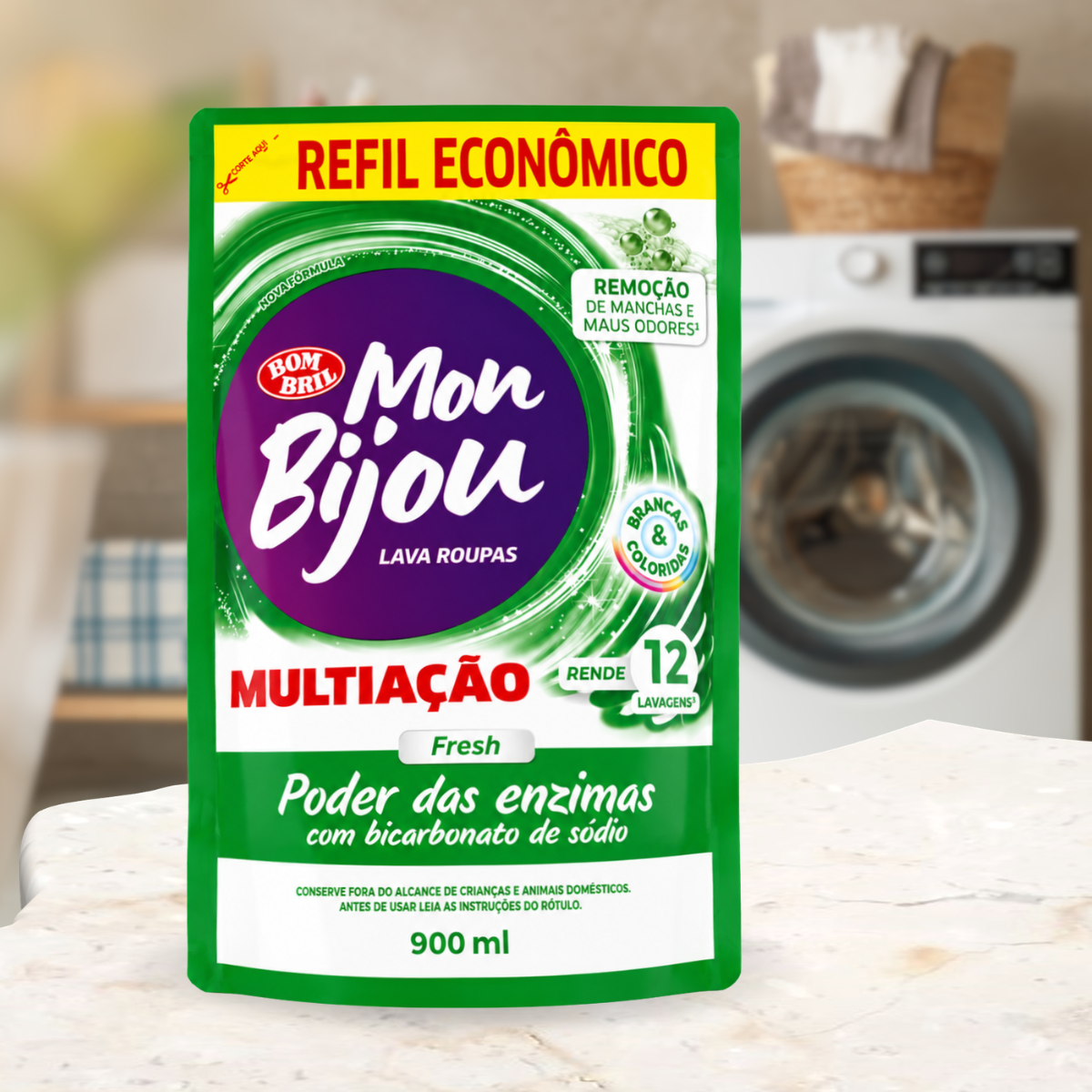 Sabão Lava Roupas Líquido Mon Bijou Multiação Fresh 900ml