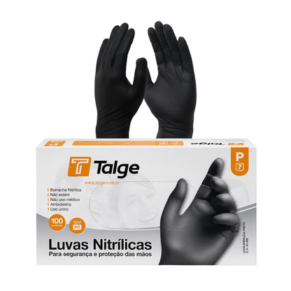 Luva Nitrílica Preta Sem Pó Talge Tamanho P