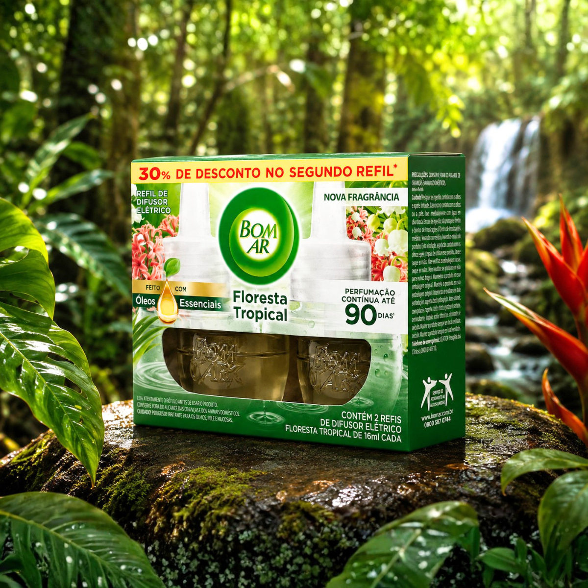 2 Refil Para Difusor Elétrico Floresta Tropical 16ml Bom Ar