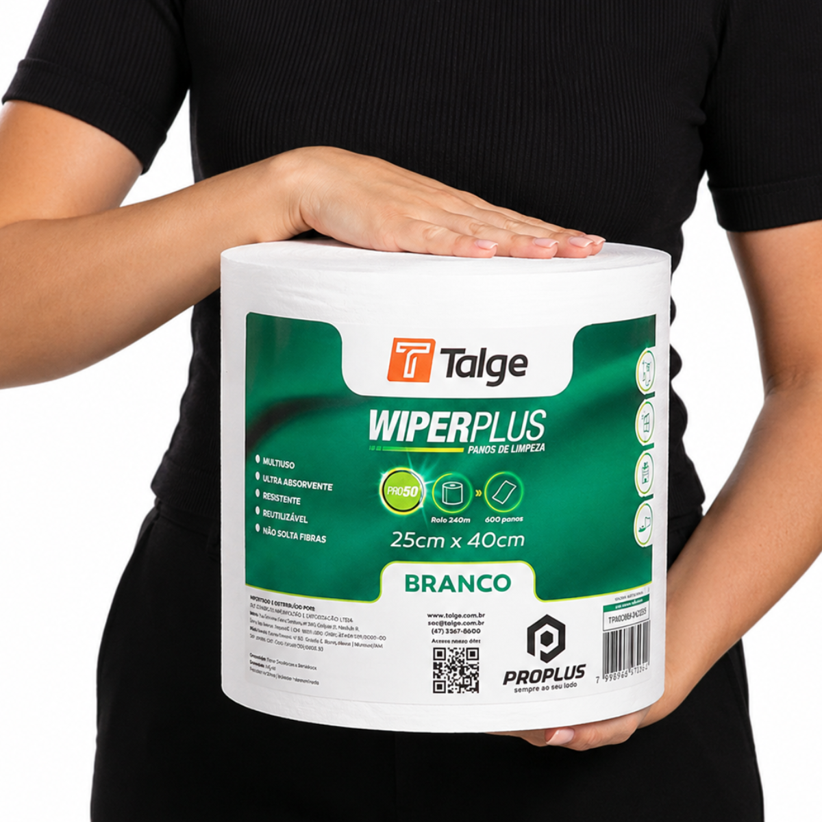 Pano Reutilizável Multiuso Wiperplus 25x40 600 panos Talge