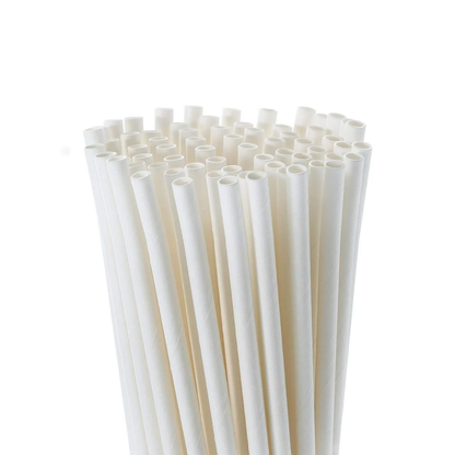 Canudos de Papel Branco 19,7 cms x 6mm 100 Unid Inoven