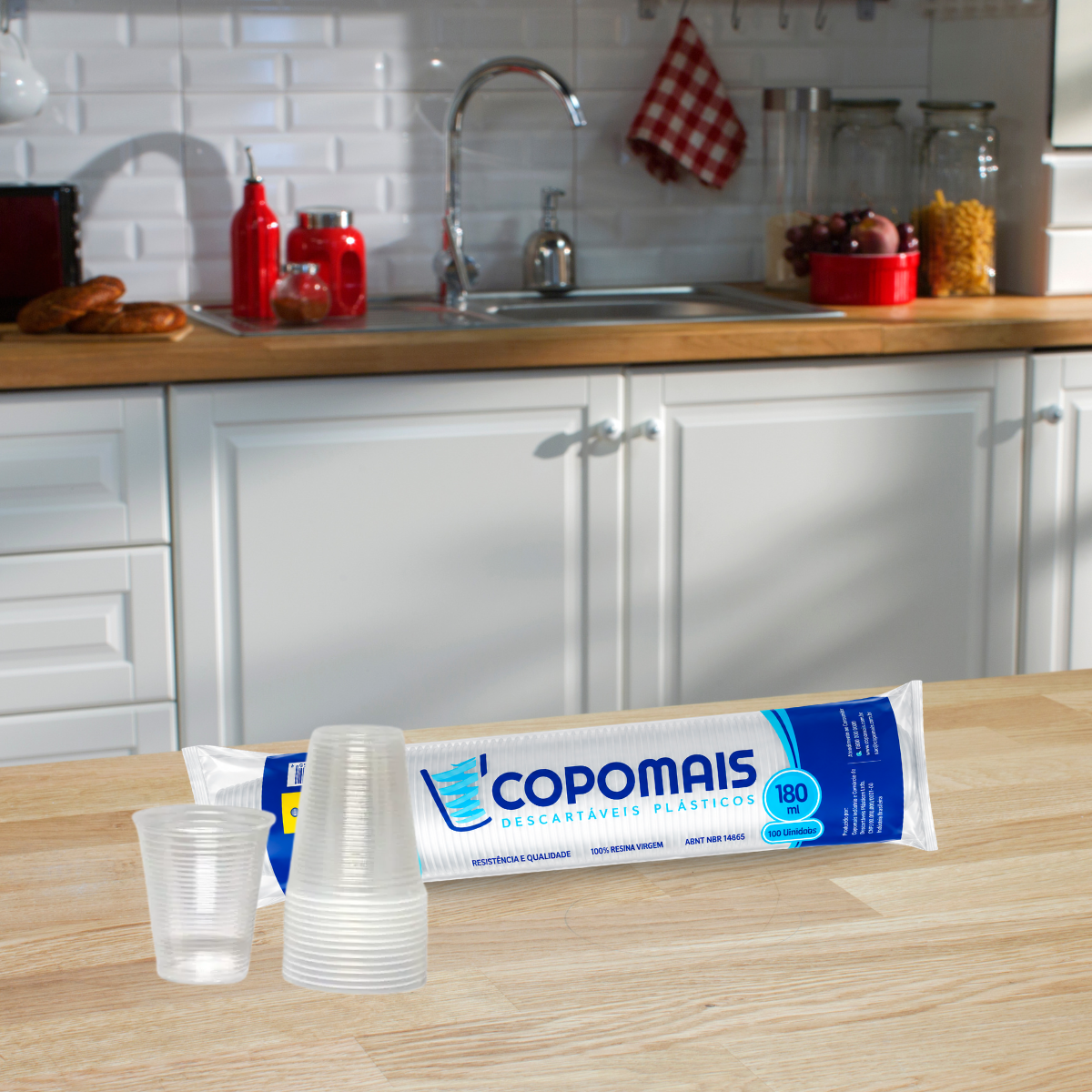 Copo Plástico Descartável   Transparente  180ml 100 Unidades Copomais