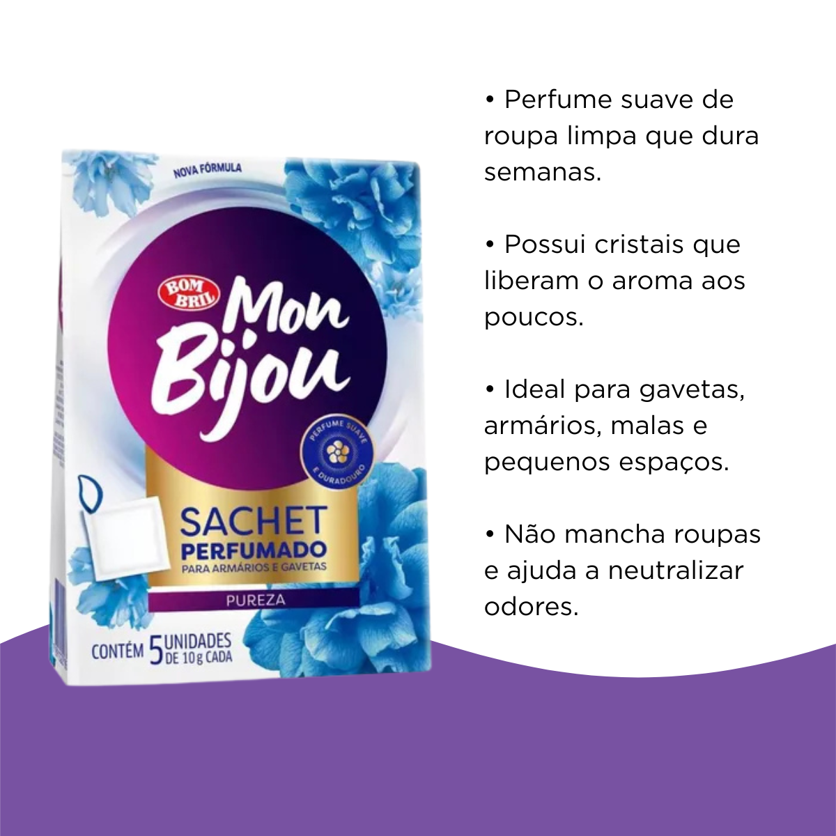 Sache Perfumado Roupa Armário Pureza 5 Unidades Bombril