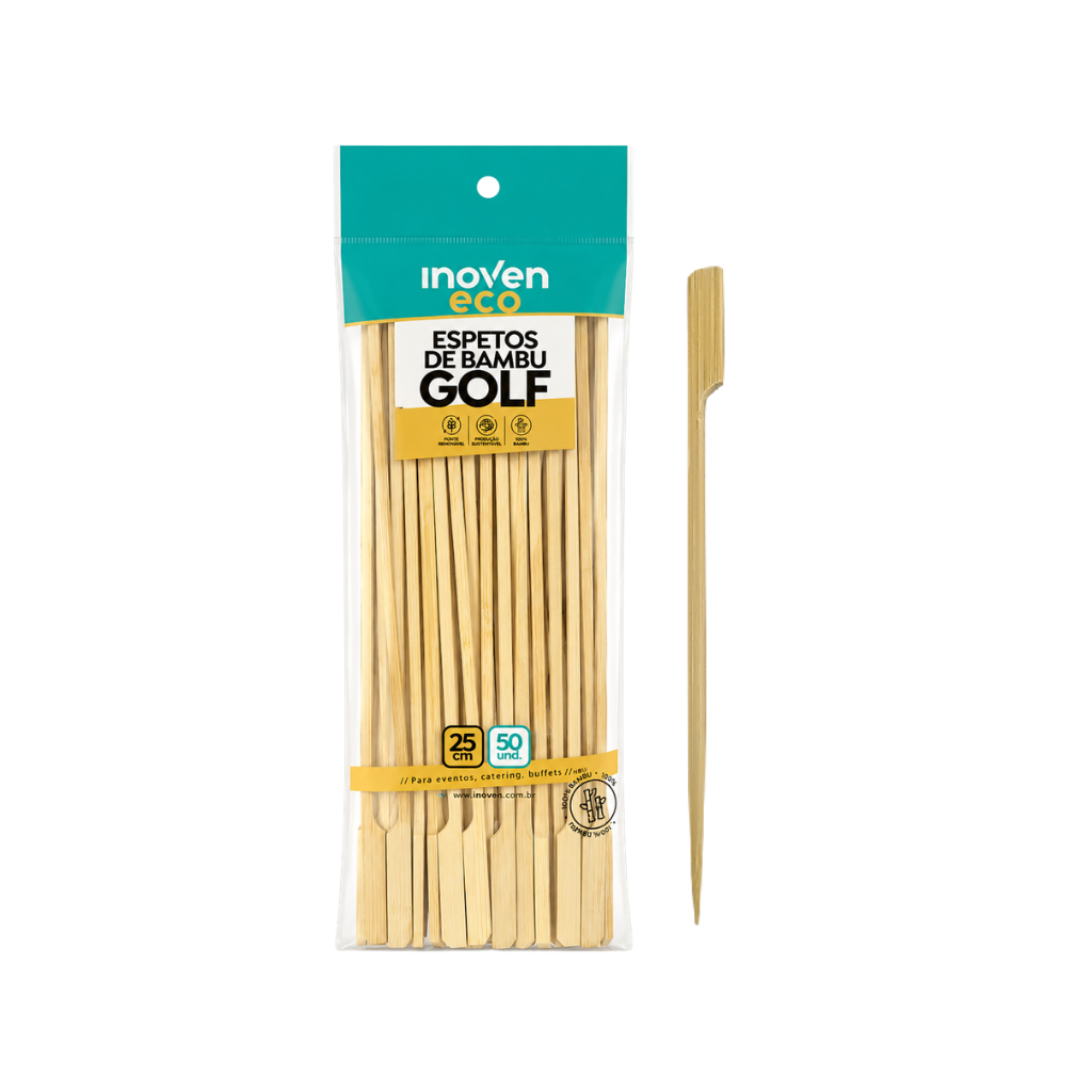 Espetos De Bambu Golf 25cm Inoven 50 Unidades Gourmet Hambúrguer