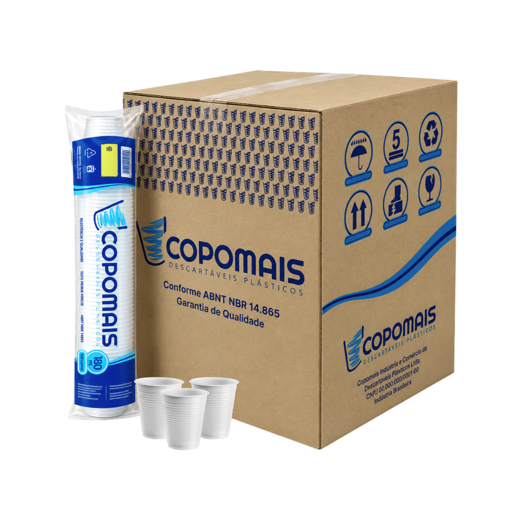 Copo P/ Água Reforçado 180ml  Branco Descartável  2500 Uni